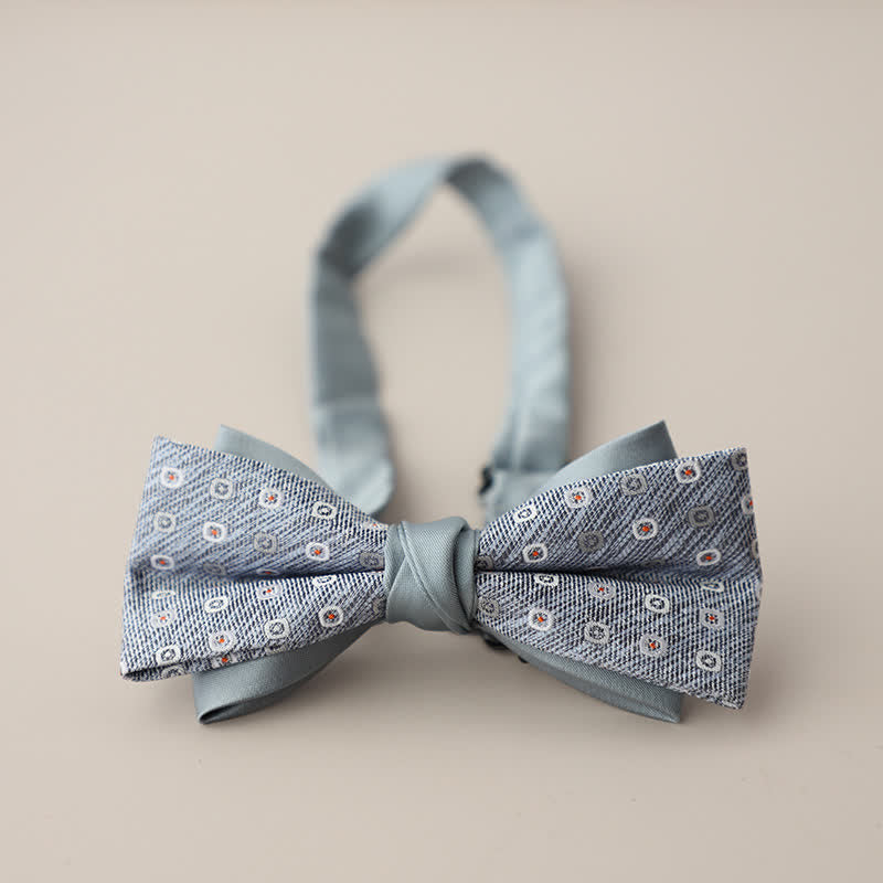 Men's Double Layers Striped Floral Colored Bow Tie - Style #11 - image 14