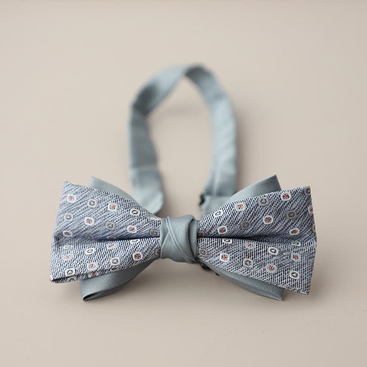 Men's Double Layers Striped Floral Colored Bow Tie - Style #11 - image 14