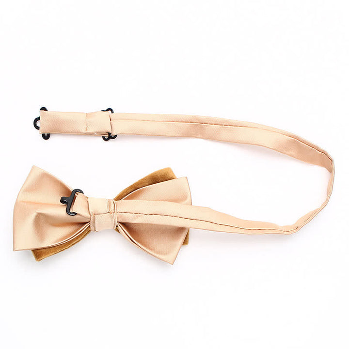 Men's Velvet Double Layered Patchwork Color Bow Tie - image 3