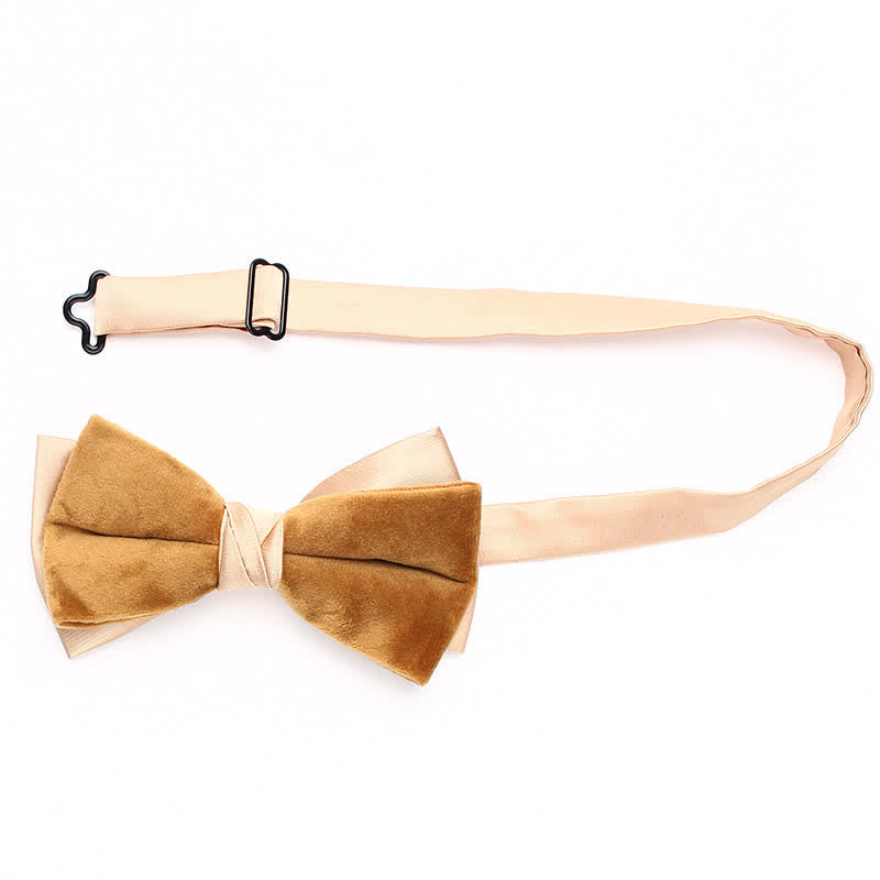 Men's Velvet Double Layered Patchwork Color Bow Tie - image 2
