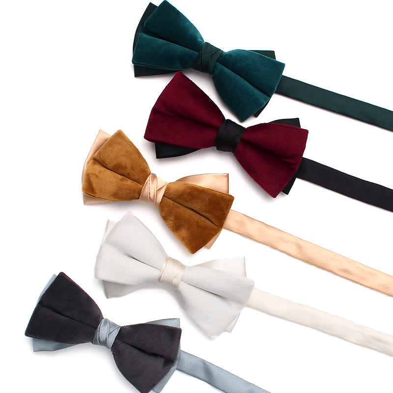 Men's Velvet Double Layered Patchwork Color Bow Tie - image 0