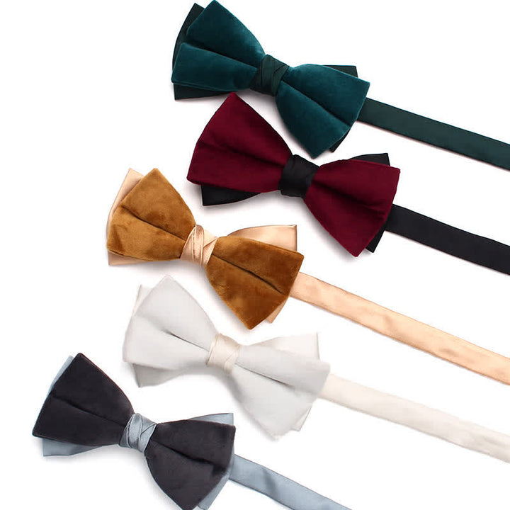Men's Velvet Double Layered Patchwork Color Bow Tie - image 0