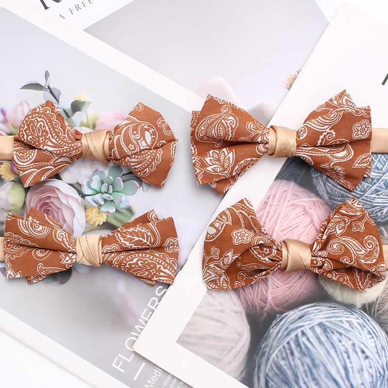 Men's Orange Paisley Floral Pattern Bow Tie - image 0