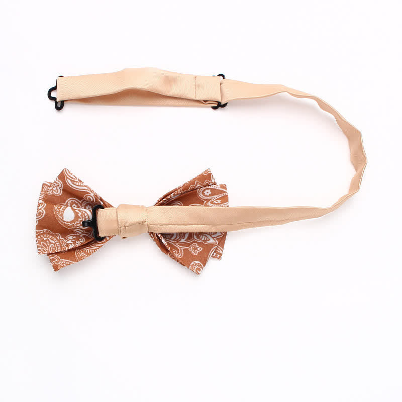 Men's Orange Paisley Floral Pattern Bow Tie - image 3