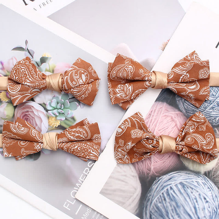 Men's Orange Paisley Floral Pattern Bow Tie - image 0