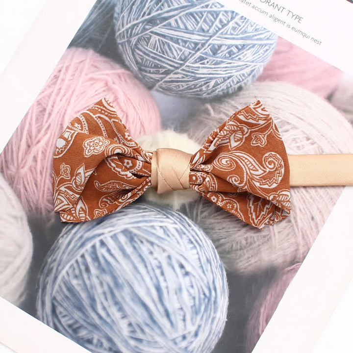 Men's Orange Paisley Floral Pattern Bow Tie - Style #4 - image 6