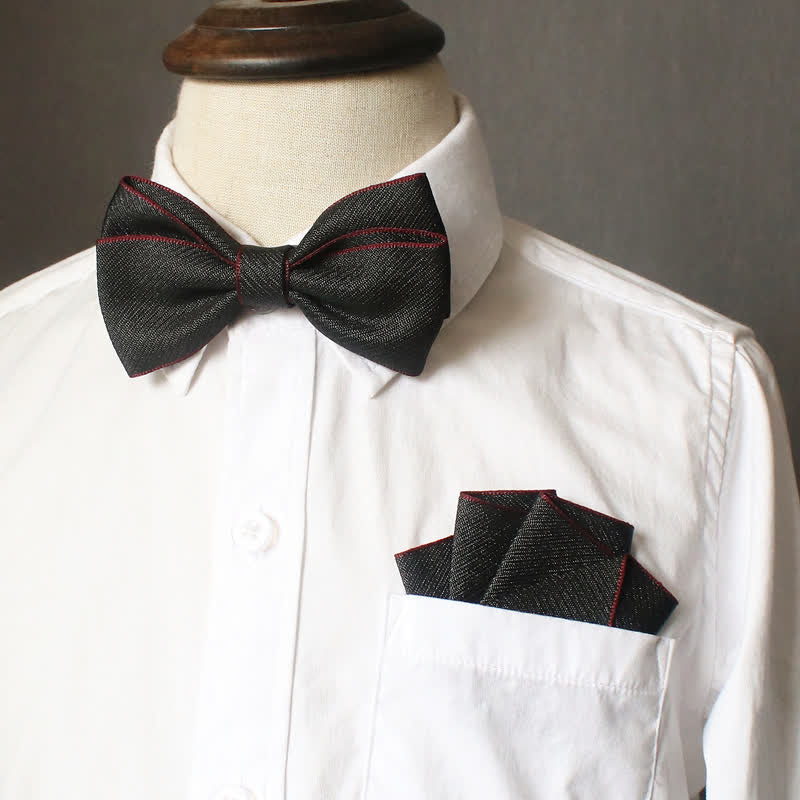 2Pcs Kid's Solid Color Folded Shape Bow Tie Set - image 6
