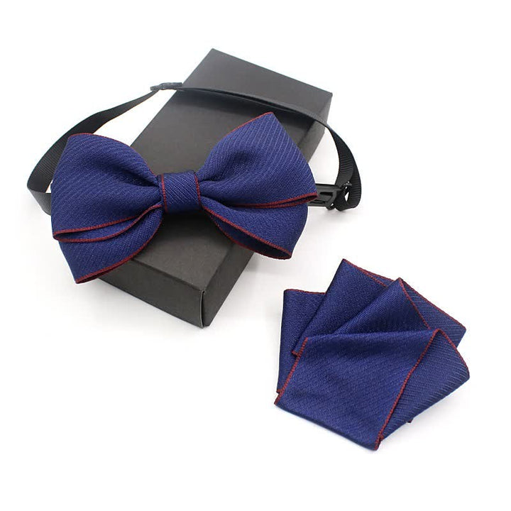 2Pcs Kid's Solid Color Folded Shape Bow Tie Set - Navy - image 7