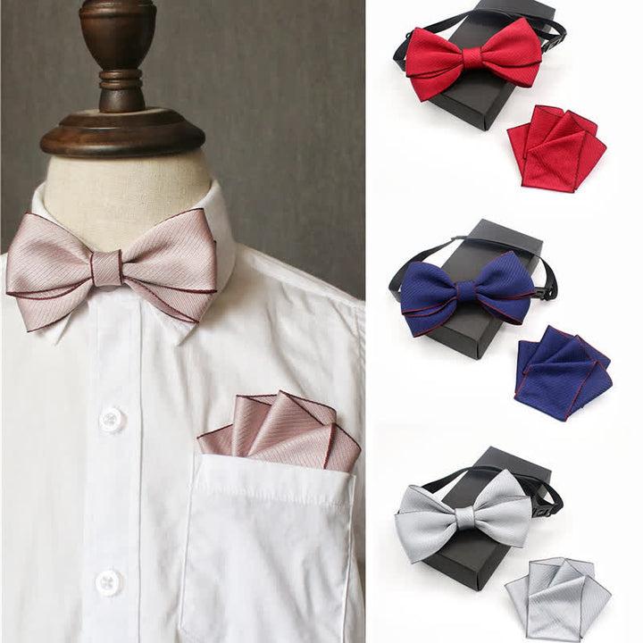 2Pcs Kid's Solid Color Folded Shape Bow Tie Set - image 0