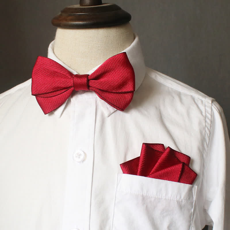 2Pcs Kid's Solid Color Folded Shape Bow Tie Set - image 4