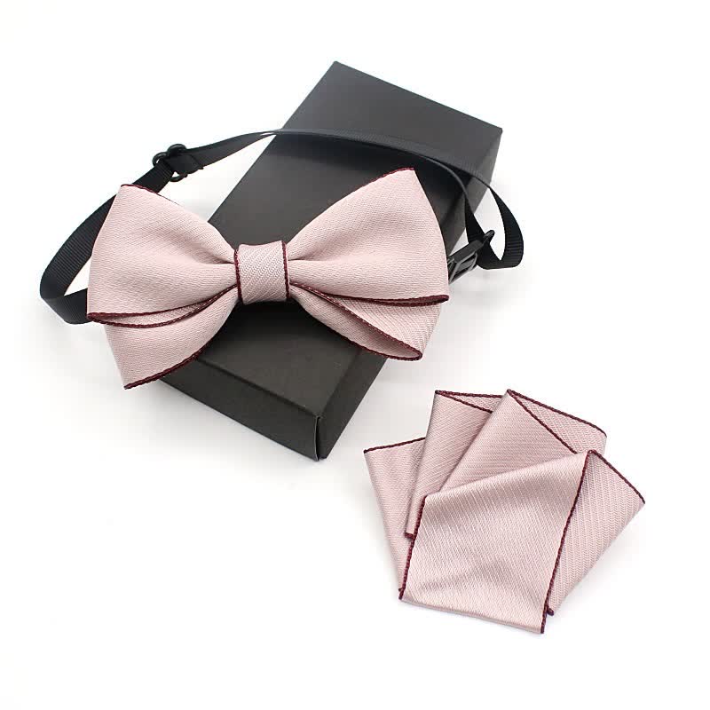 2Pcs Kid's Solid Color Folded Shape Bow Tie Set - Pink - image 1