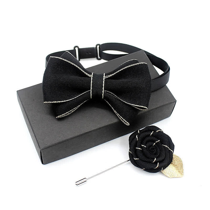 2Pcs Kid's Little Gentleman Multilayer Corsage Bow Tie Set - Black - image 3