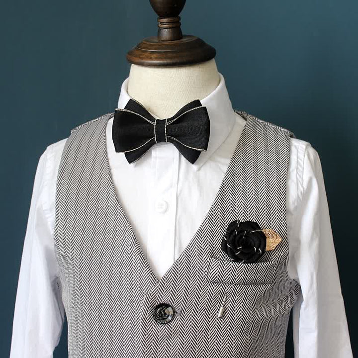2Pcs Kid's Little Gentleman Multilayer Corsage Bow Tie Set - image 4