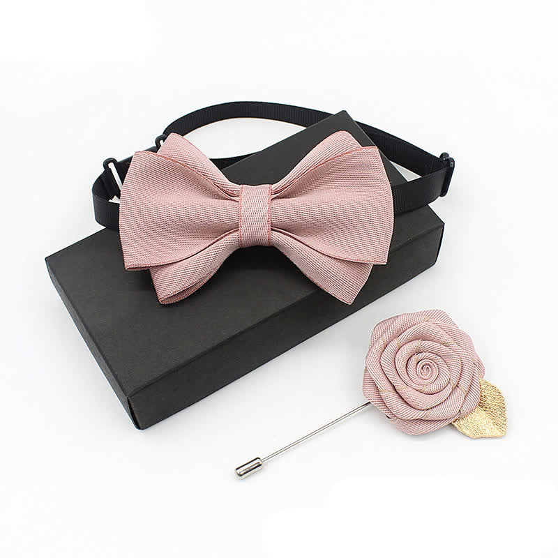 2Pcs Kid's Little Gentleman Multilayer Corsage Bow Tie Set - Pink - image 9