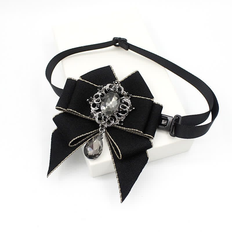 Kid's British Style Luminous Dangle Crystal Bow Tie - Black - image 1