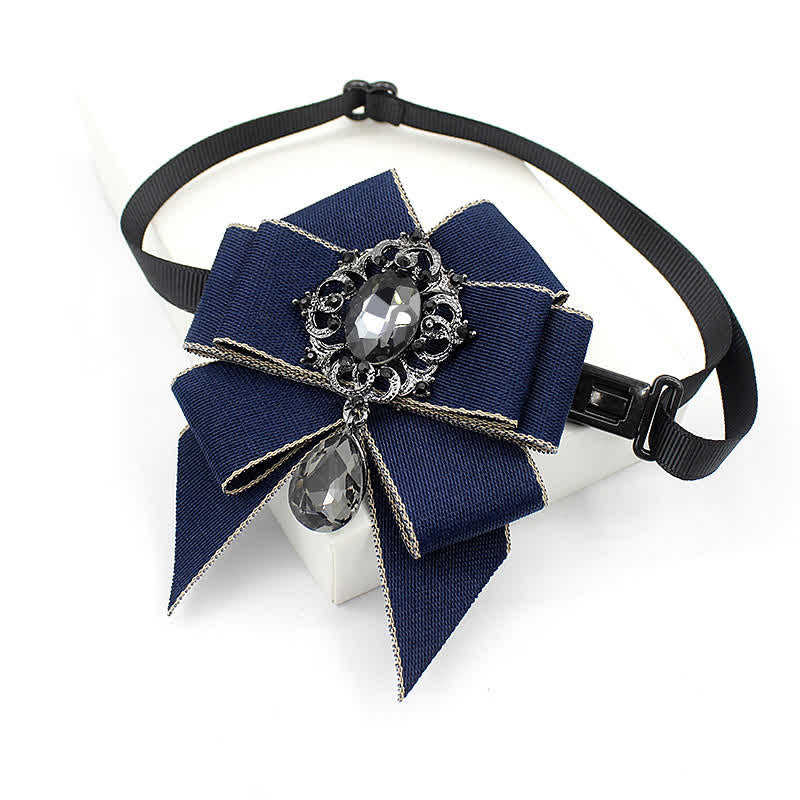 Kid's British Style Luminous Dangle Crystal Bow Tie - Navy - image 8