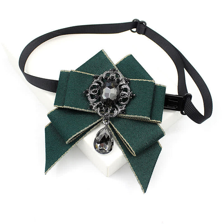 Kid's British Style Luminous Dangle Crystal Bow Tie - Dark Green - image 10