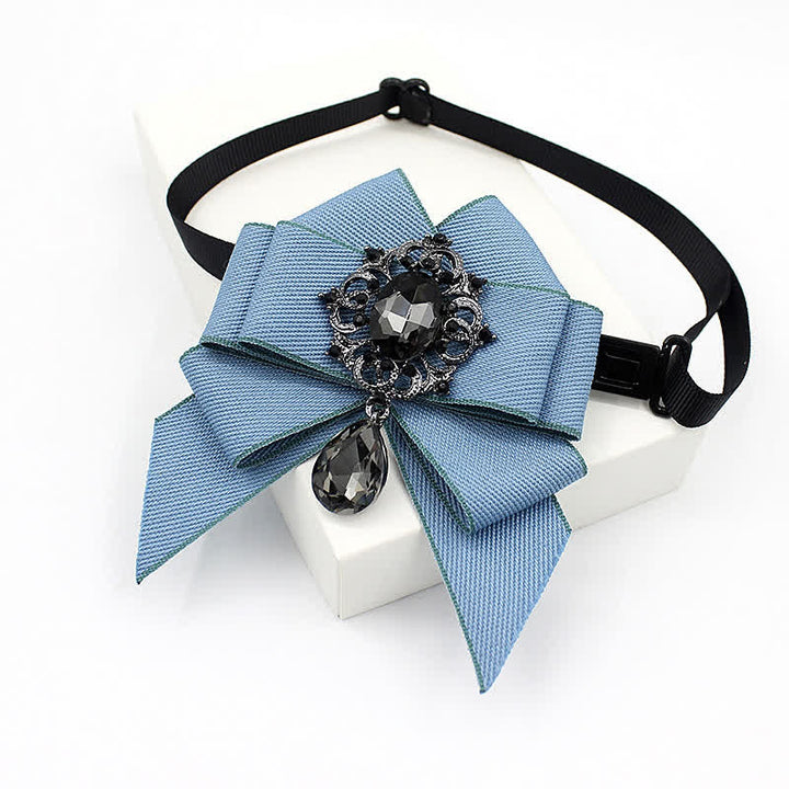 Kid's British Style Luminous Dangle Crystal Bow Tie - Blue - image 7