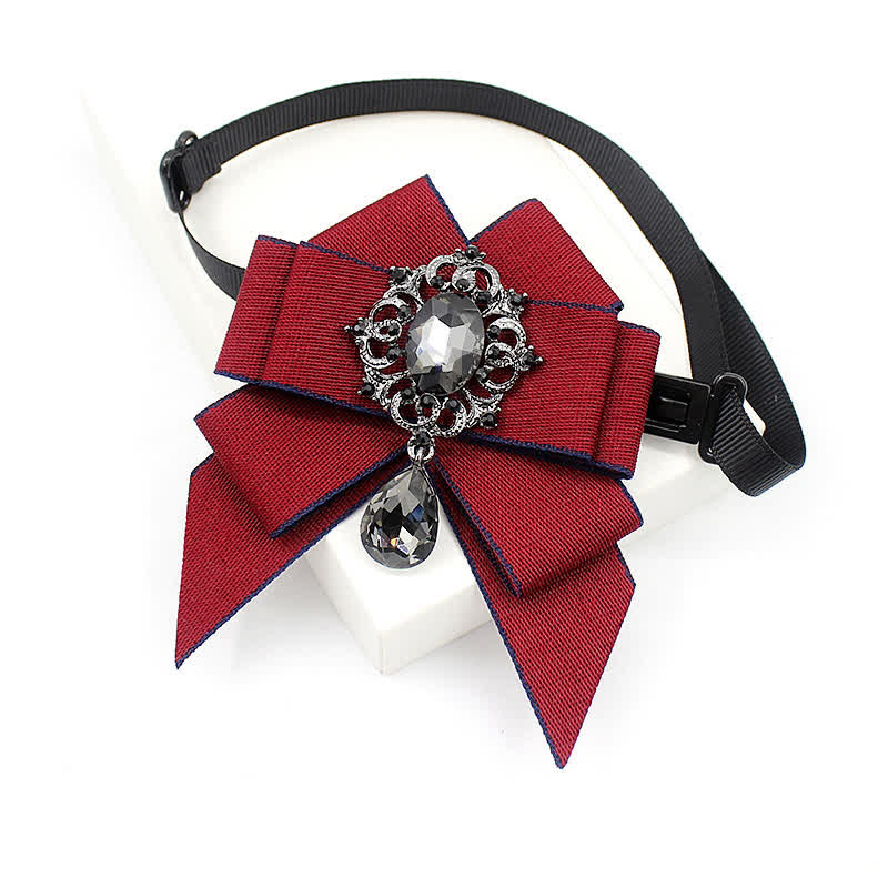 Kid's British Style Luminous Dangle Crystal Bow Tie - Red - image 11