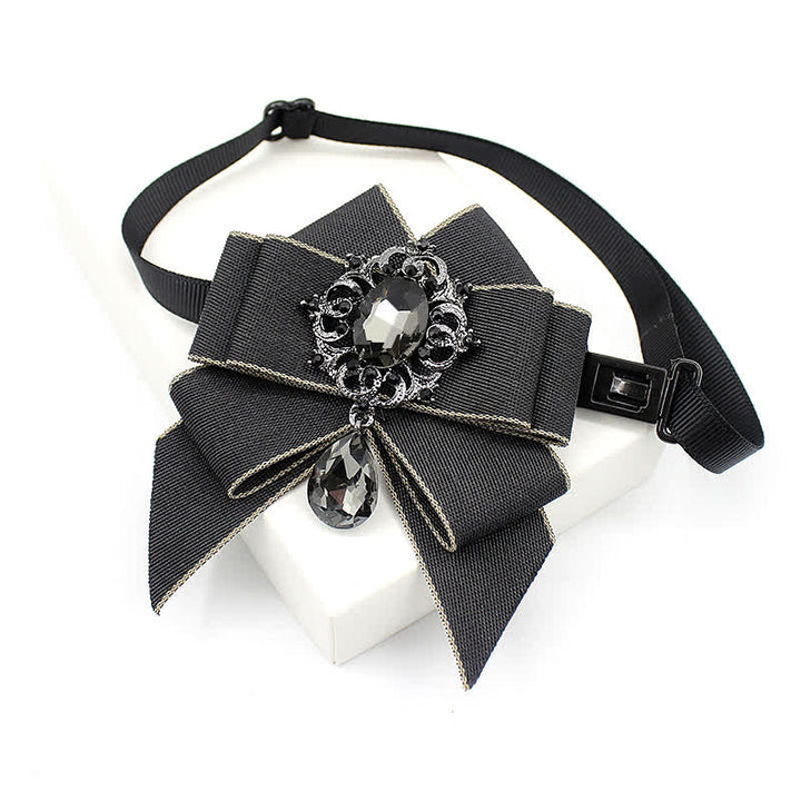 Kid's British Style Luminous Dangle Crystal Bow Tie - Gray - image 6