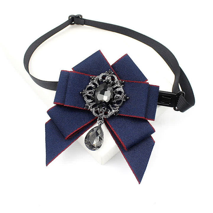 Kid's British Style Luminous Dangle Crystal Bow Tie - Navy & Red - image 9