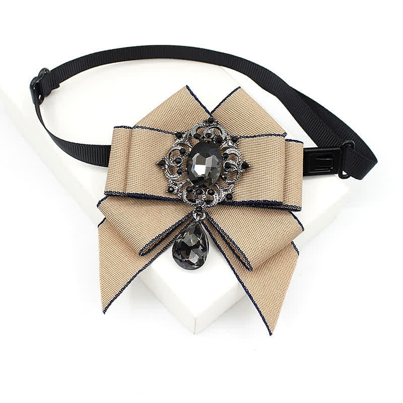 Kid's British Style Luminous Dangle Crystal Bow Tie - Khaki - image 2