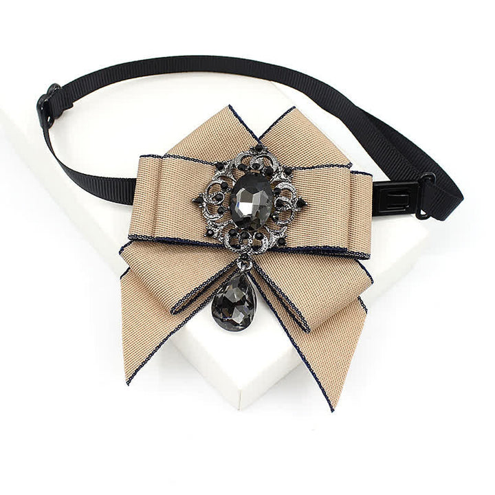 Kid's British Style Luminous Dangle Crystal Bow Tie - Khaki - image 2