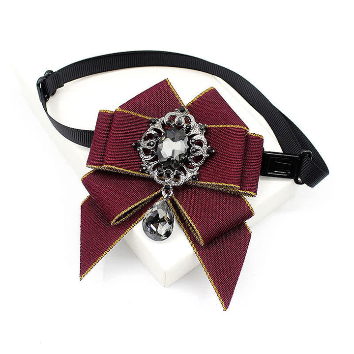 Kid's British Style Luminous Dangle Crystal Bow Tie - Burgundy - image 12