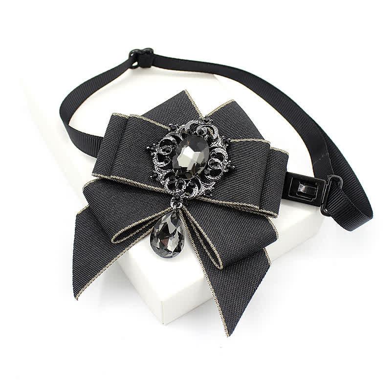 Kid's British Style Luminous Dangle Crystal Bow Tie - Gray - image 6