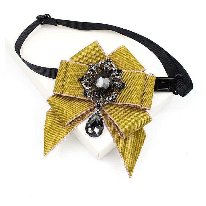 Kid's British Style Luminous Dangle Crystal Bow Tie - Goldenrod - image 4
