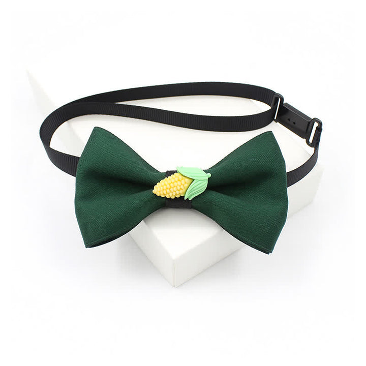 Kid's Cute Fruit Ornament Solid Color Bow Tie - Green - image 2