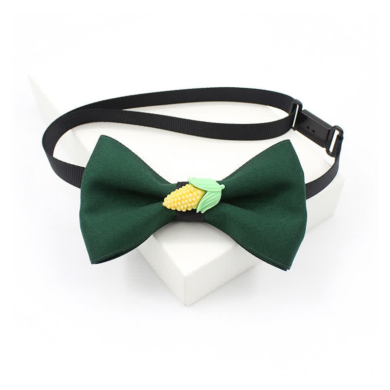 Kid's Cute Fruit Ornament Solid Color Bow Tie - Green - image 2