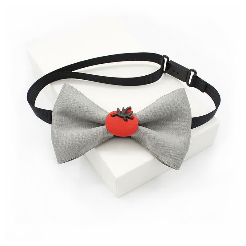 Kid's Cute Fruit Ornament Solid Color Bow Tie - Light Gray - image 5