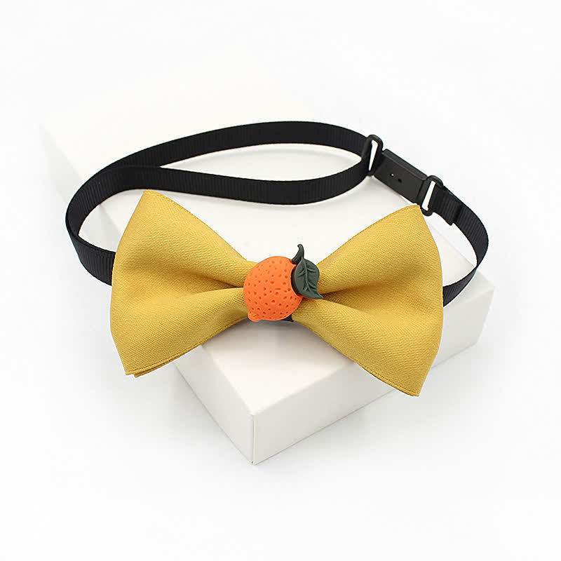 Kid's Cute Fruit Ornament Solid Color Bow Tie - Yellow - image 3