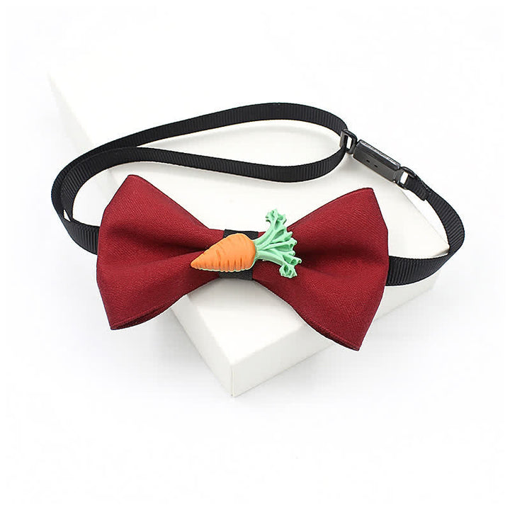 Kid's Cute Fruit Ornament Solid Color Bow Tie - Burgundy - image 7