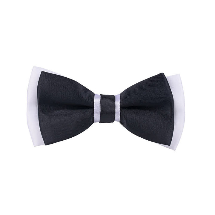 Kid's Classical Two Tone Double Layers Bow Tie - Black #1 - image 24