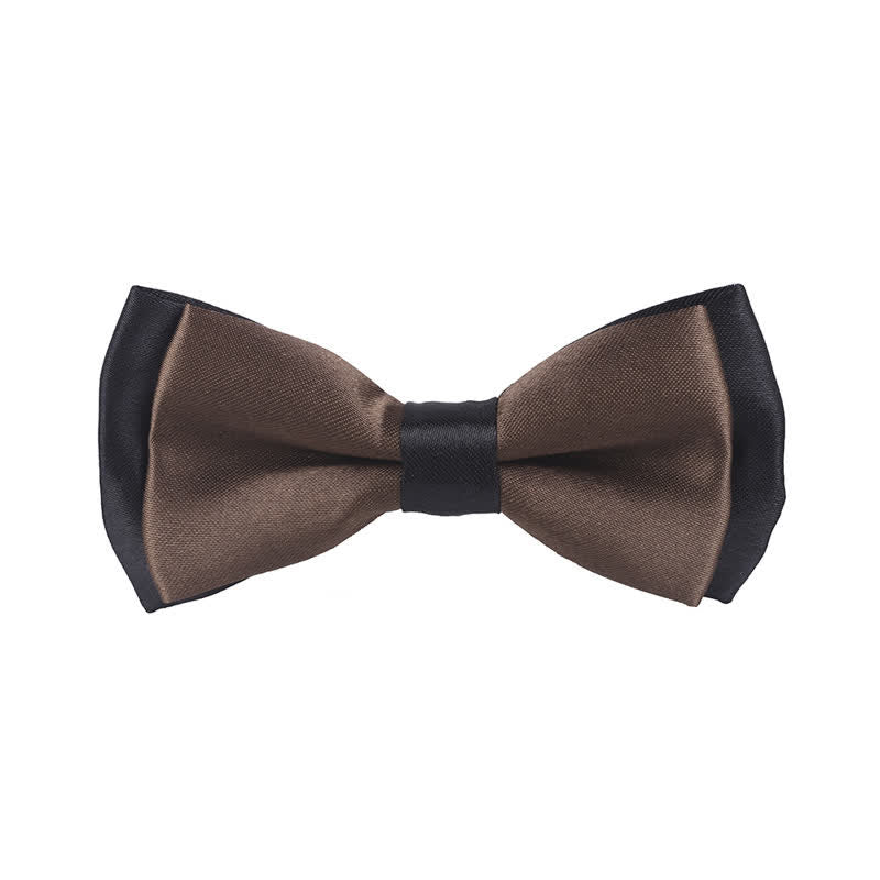 Kid's Classical Two Tone Double Layers Bow Tie - Brown - image 26