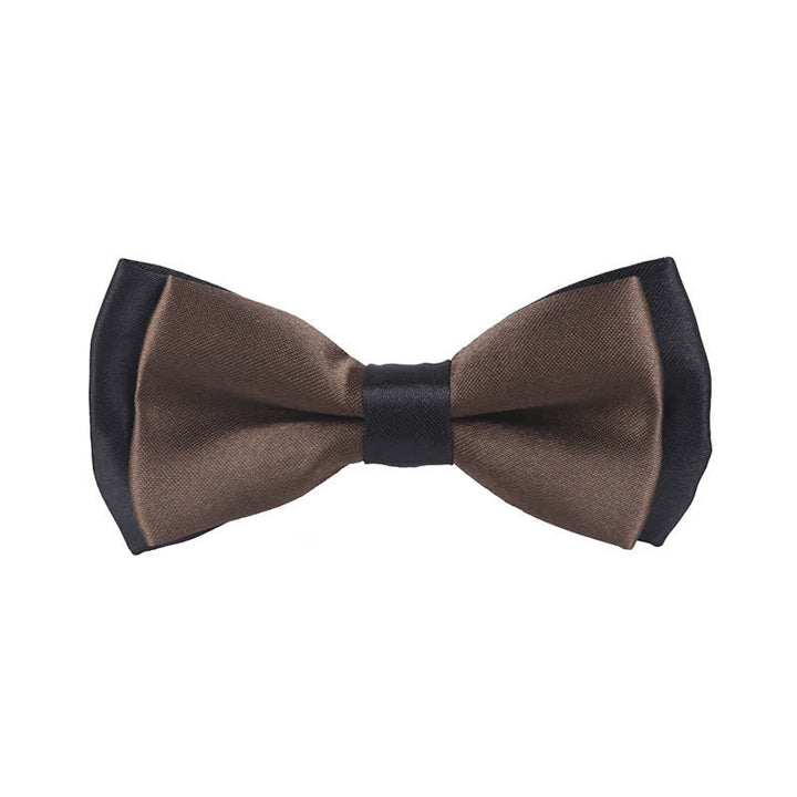 Kid's Classical Two Tone Double Layers Bow Tie - Brown - image 26