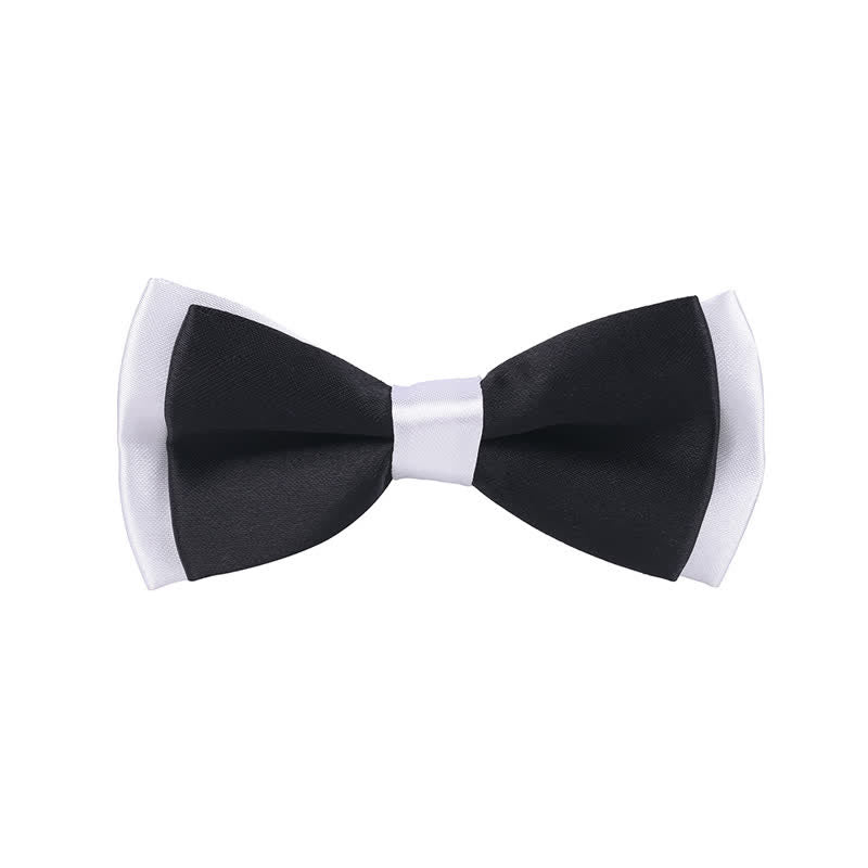 Kid's Classical Two Tone Double Layers Bow Tie - Black #2 - image 25