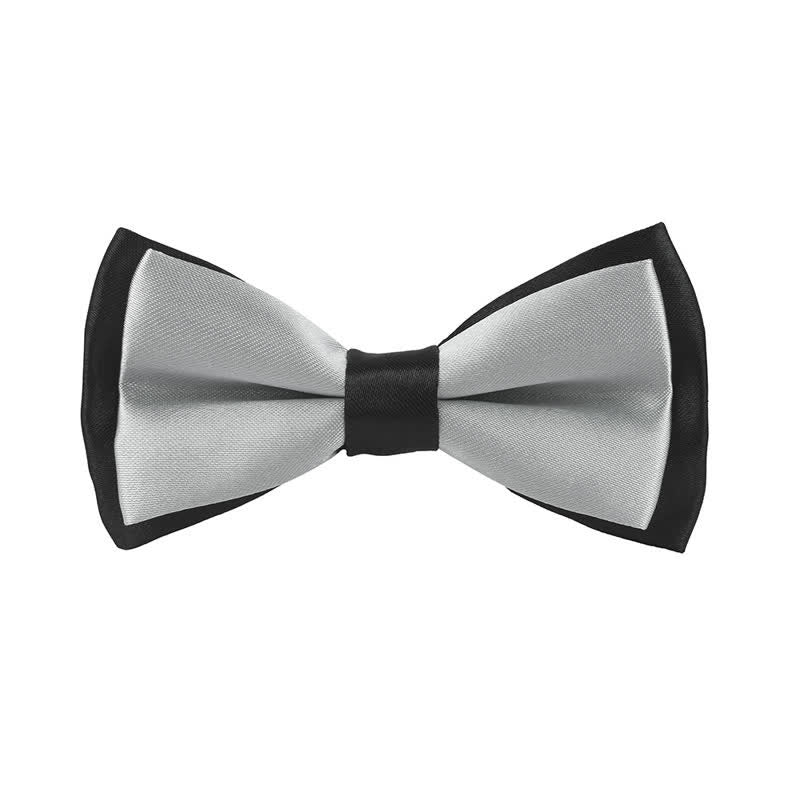 Kid's Classical Two Tone Double Layers Bow Tie - Light Gray - image 23