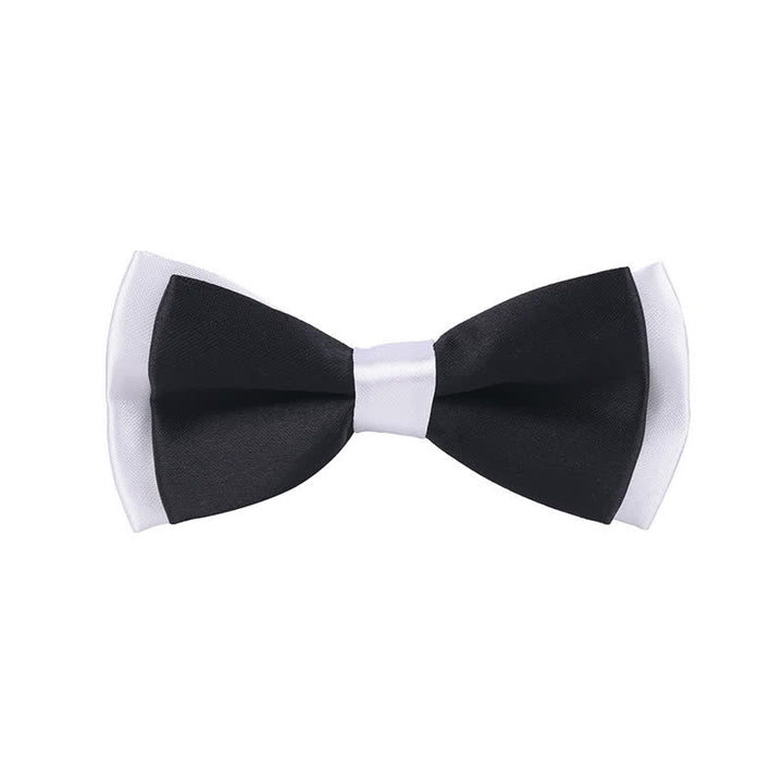 Kid's Classical Two Tone Double Layers Bow Tie - Black #2 - image 25