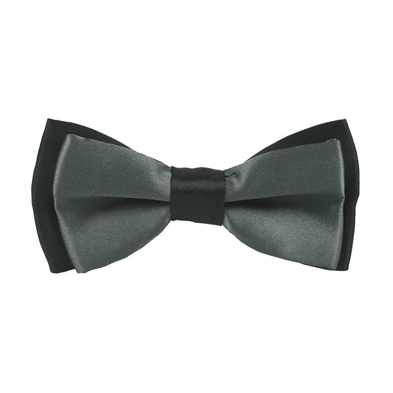 Kid's Classical Two Tone Double Layers Bow Tie - Dark Gray - image 29