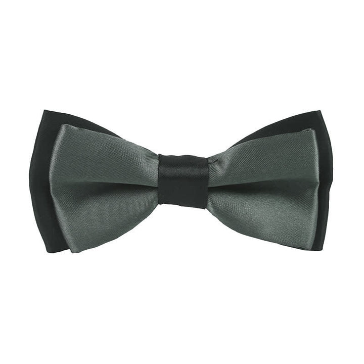 Kid's Classical Two Tone Double Layers Bow Tie - Dark Gray - image 29