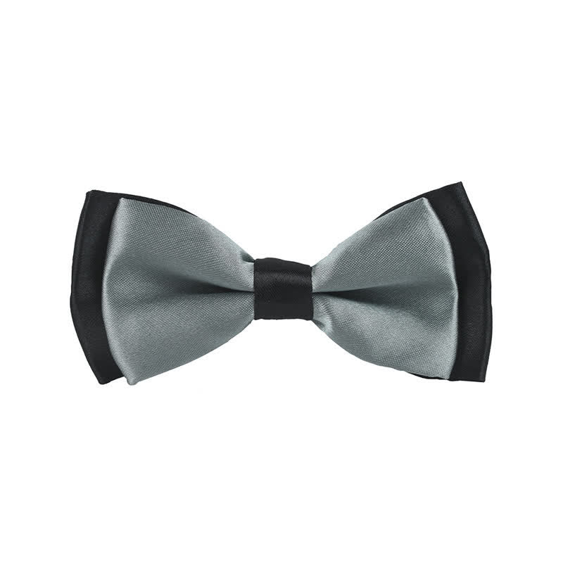 Kid's Classical Two Tone Double Layers Bow Tie - Gray - image 30