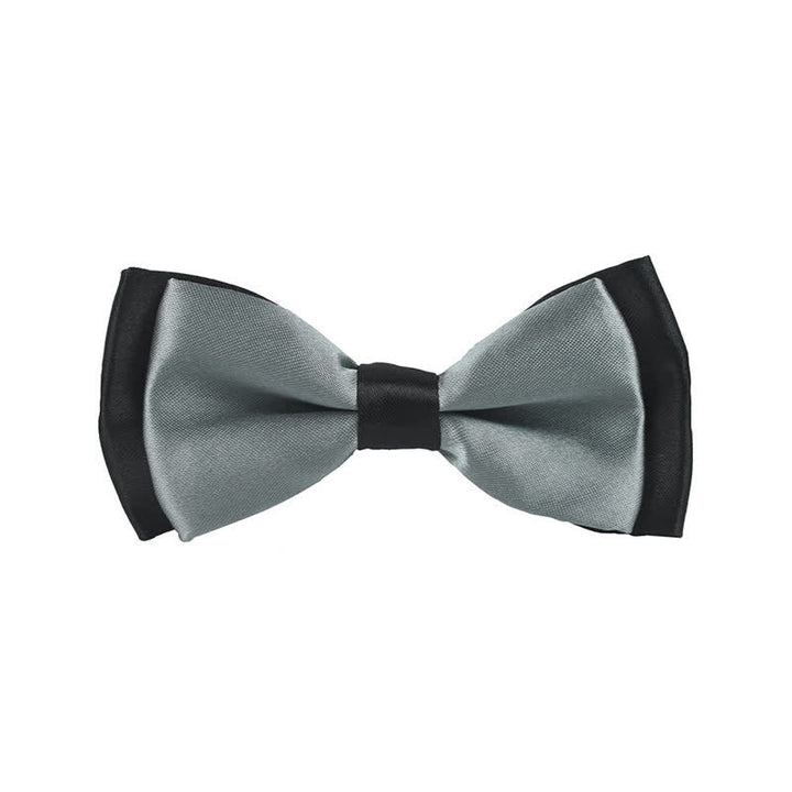 Kid's Classical Two Tone Double Layers Bow Tie - Gray - image 30