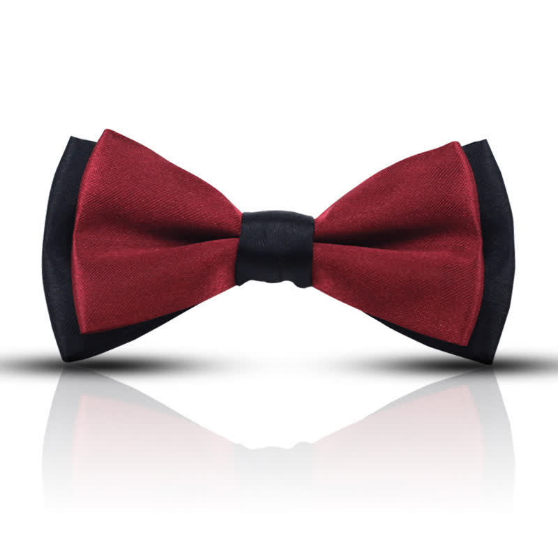 Kid's Classical Two Tone Double Layers Bow Tie - Burgundy - image 0