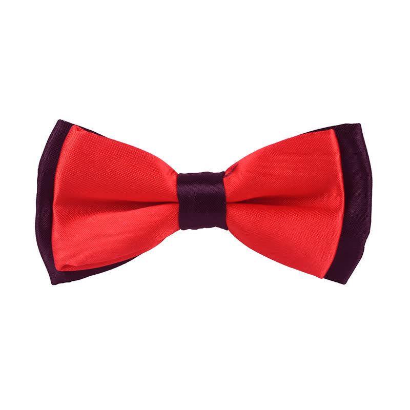 Kid's Classical Two Tone Double Layers Bow Tie - Red - image 4