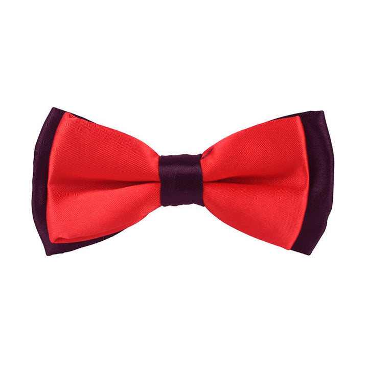 Kid's Classical Two Tone Double Layers Bow Tie - Red - image 4