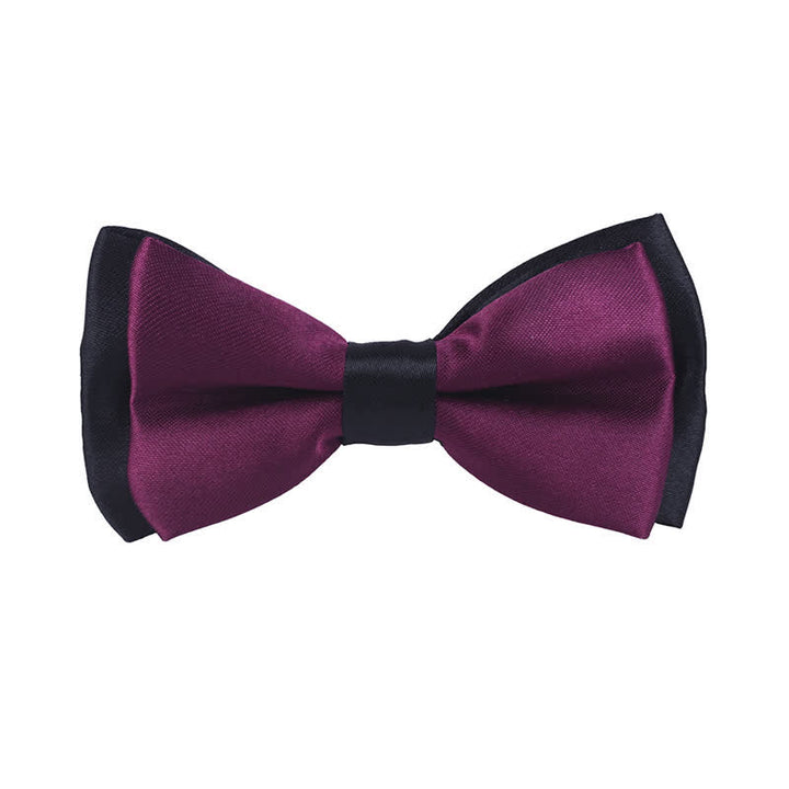 Kid's Classical Two Tone Double Layers Bow Tie - Dark Purple - image 8