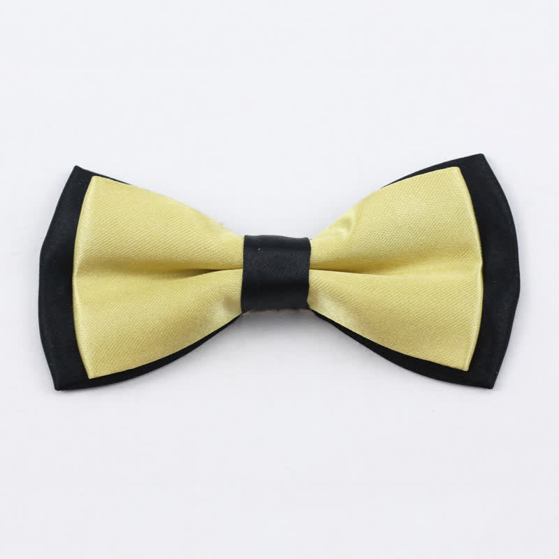 Kid's Classical Two Tone Double Layers Bow Tie - Light Yellow - image 13